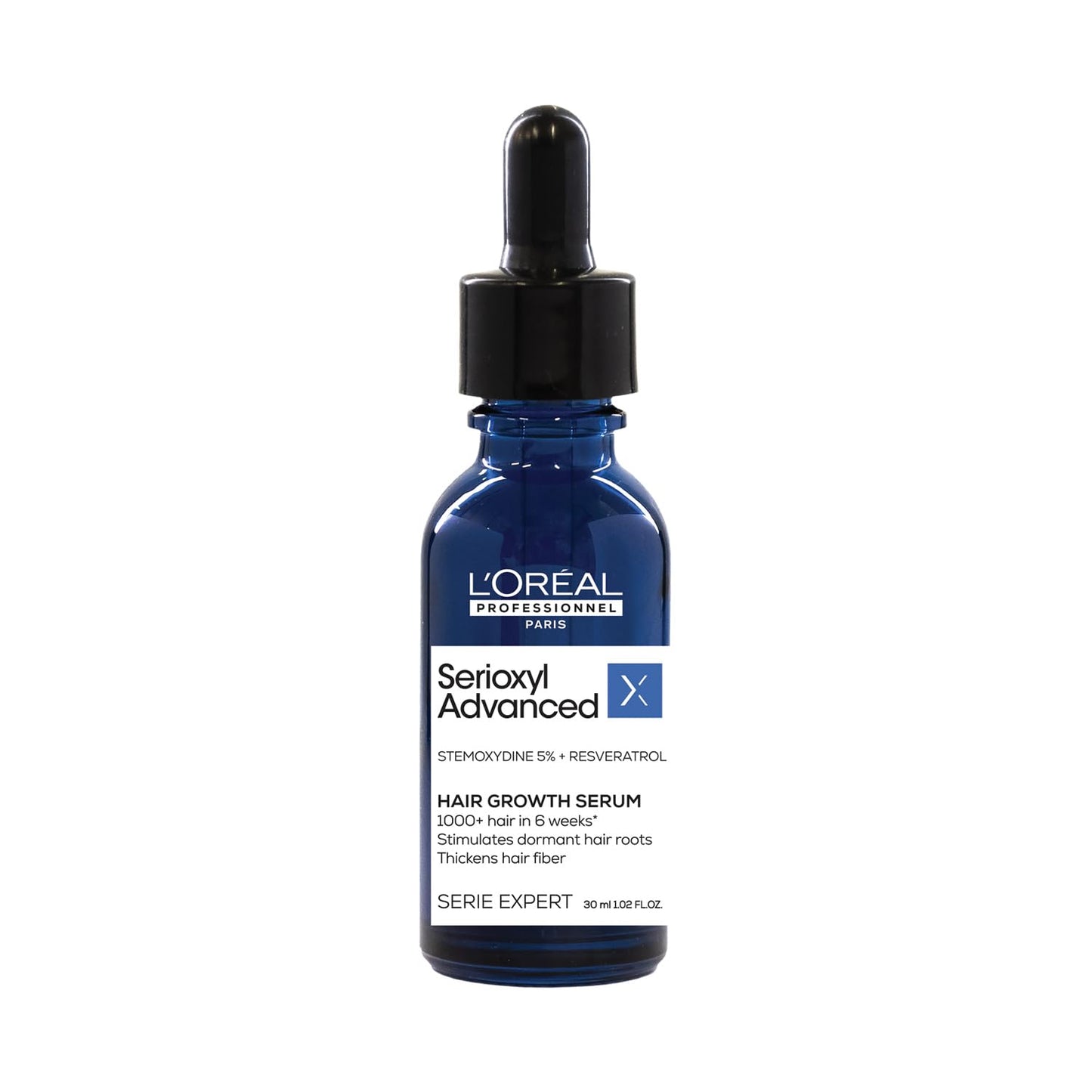 L'Oreal Serioxyl Advanced hair growth serum bottle on a white background