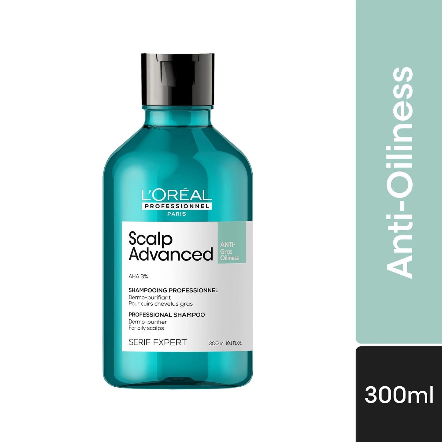 L'Oreal Scalp Advanced Anti-Oiliness shampoo bottle on a white background