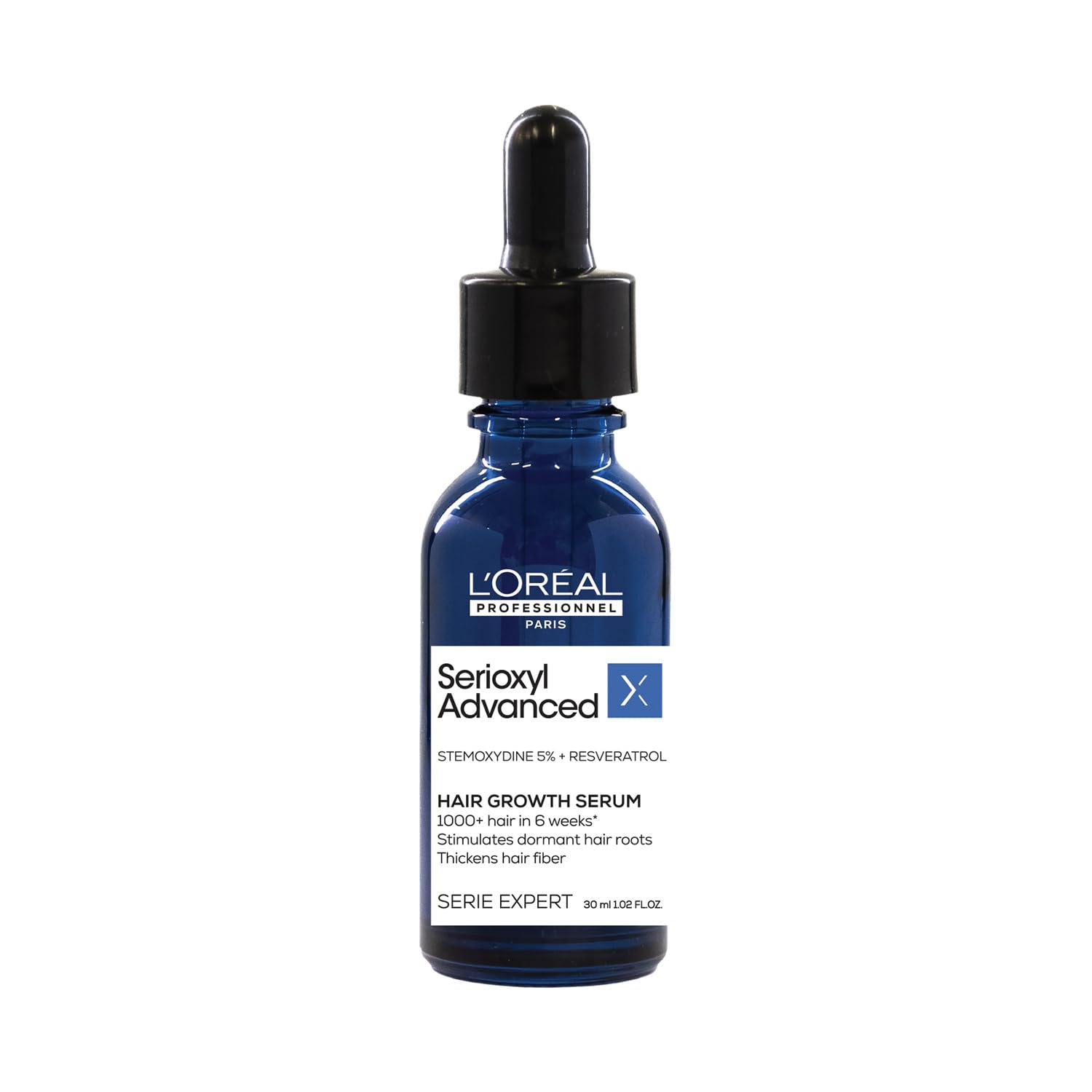 L'Oreal Serioxyl Advanced hair growth serum bottle on a white background