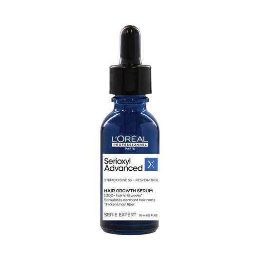 L'Oreal Serioxyl Advanced hair growth serum bottle on a white background