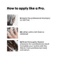 Instructions on how to apply professional shampoo with images of hair being washed.