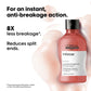 L'Oreal Inforcer shampoo bottle with text highlighting anti-breakage action on a white background
