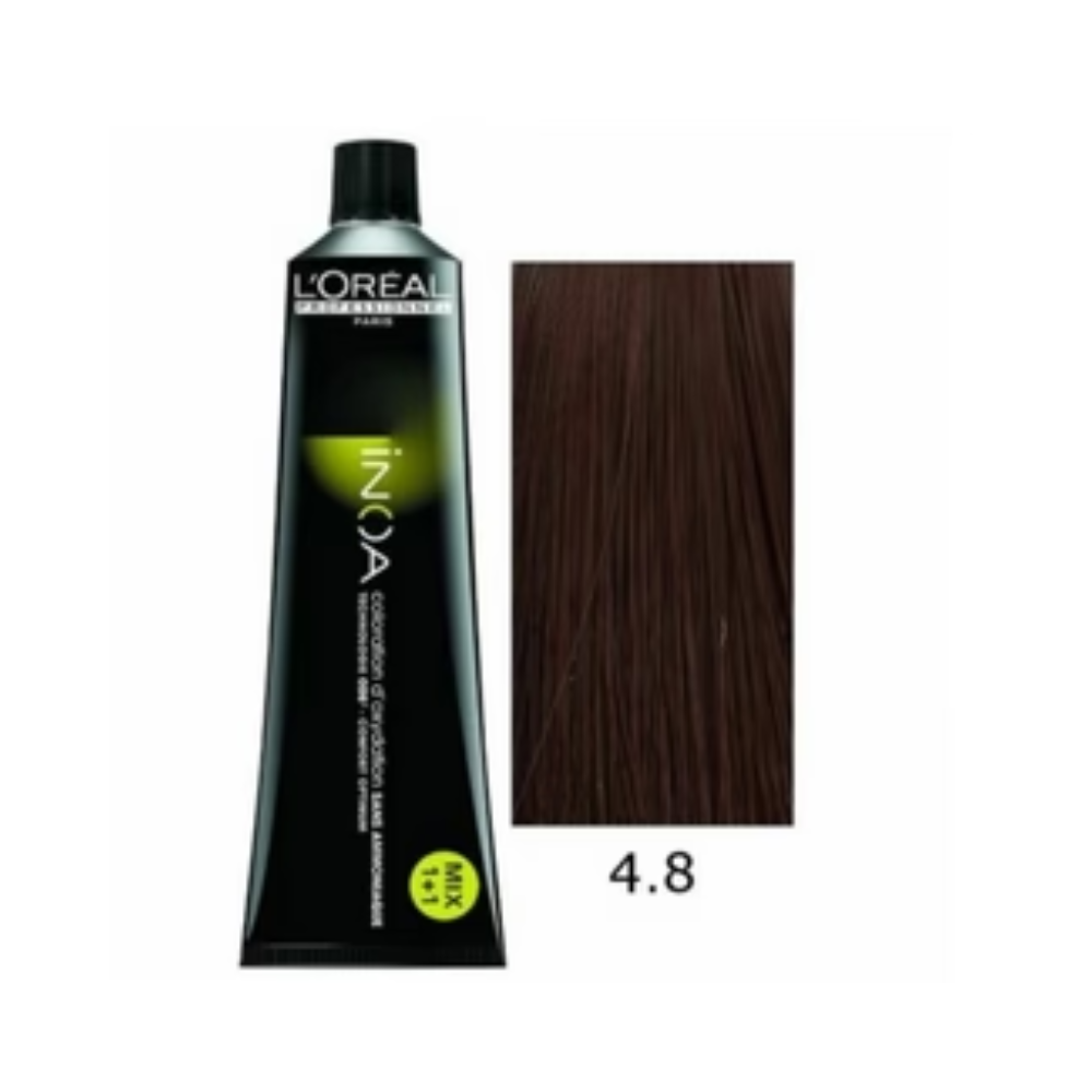 L'Oréal Professionnel Paris INOA Ammonia-Free Permanent Hair Color - 4.8 Mocha Brown (60g)