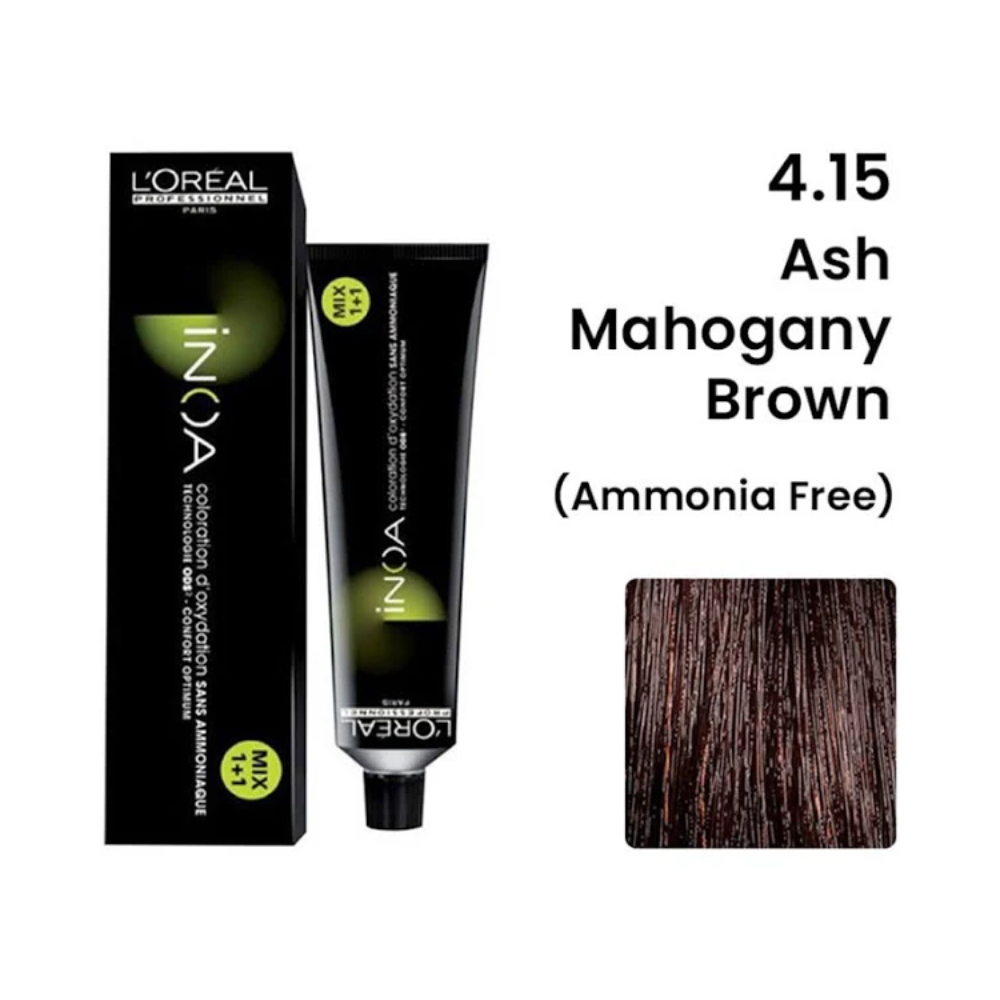 L'oreal Professionnel Paris INOA Ammonia-free Permanent Hair Color - 4.15 (Mahogany Ash Brown) 60g